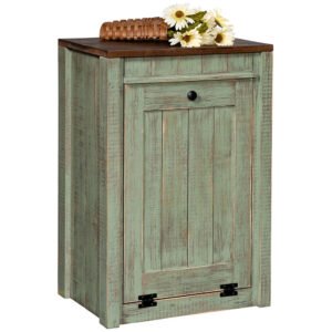 Solid Wood Cabinet with Single Tilt-Out Trash Bin
