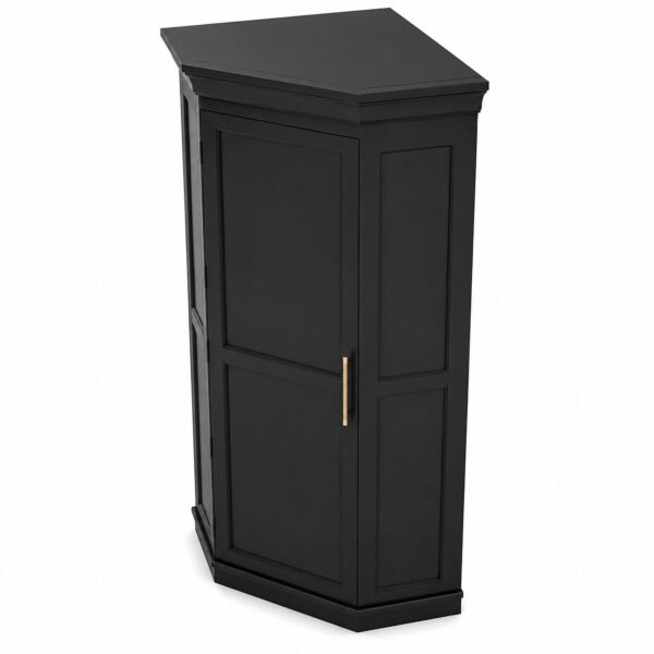 Transitional Corner Kitchen Pantry Cabinet in Black