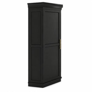 Transitional Corner Kitchen Pantry Cabinet in Black
