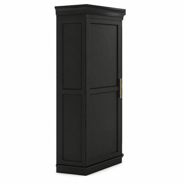 Transitional Corner Kitchen Pantry Cabinet in Black