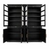 Freestanding Kitchen Pantry Cabinet with Glass Doors in Distressed Black