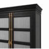Freestanding Kitchen Pantry Cabinet with Glass Doors in Distressed Black