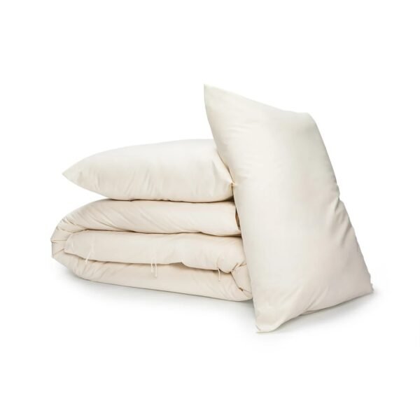 All-Season Comforter & Pillow Set - Climate Beneficial Wool, Organic Cotton Cover - Queen